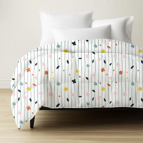 Image of King Size - 102x108 Comforter Set, 4 Pieces Bed in a Bag, Complete Bedding Set Includes Ray of Flowers Comforter, Flat Sheet,2 Pillowcases, Ray of Flowers