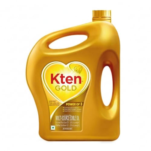 Image of Kten Gold Refined Cooking Oil | Blend of Rice Bran & Sunflower Oil | Helps Keeps Heart Healthy (2 Litre Jar) With Stainless steel spoon 2pcs