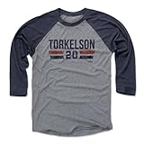 500 LEVEL Spencer Torkelson 3/4 Sleeve T-Shirt - Spencer Torkelson Detroit Font (Navy/Heather Gray, X-Large)