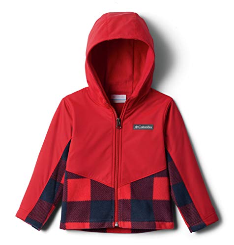 Columbia Baby Toddler Girls' Steens Mt Overlay Hoodie, MTN Red Check (B) Print/MTN Red, 2T