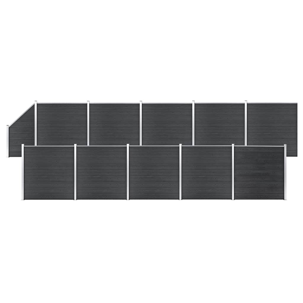 Zestaw ogrodzeń WPC 10 kwadratowych + 1 skośny 1830 x 186 cm, szary, ogrodzenie ogrodowe, ogrodzenie krajobrazowe, panel ogrodzeniowy, panel ogrodzeniowy, bariera dla zwierząt, grządka kwiatowa
