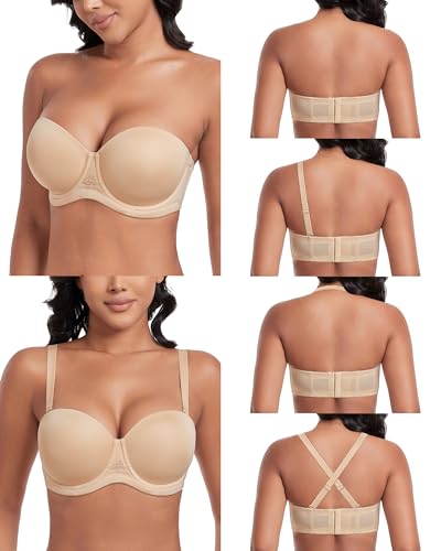 DotVol Women's Multiway Strapless Bra Full Figure Underwire Contour Beauty Back Plus Size Bra3