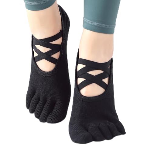 Image of SPENCIAL'S Women Non Slip Yoga Socks With Grips,Cotton Pilates Sports Athletic Dance Short Socks for Girls Ballet Pratice