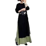 [AINOR] ワンピース レディース 秋 冬 春 ロングワンピース ラウンドネック マキシ丈 ゆったり 体型カバー 無地 スカート セットアップ 通勤 可愛い 20代 30代 40代 50代