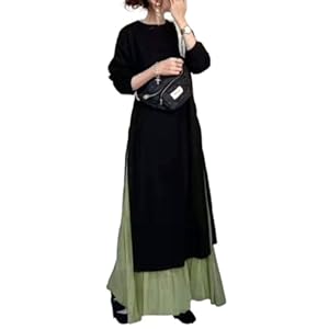 ［AINOR］ ワンピース レディース 秋 冬 春 ロングワンピース ラウンドネック マキシ丈 ゆったり 体型カバー ..." 