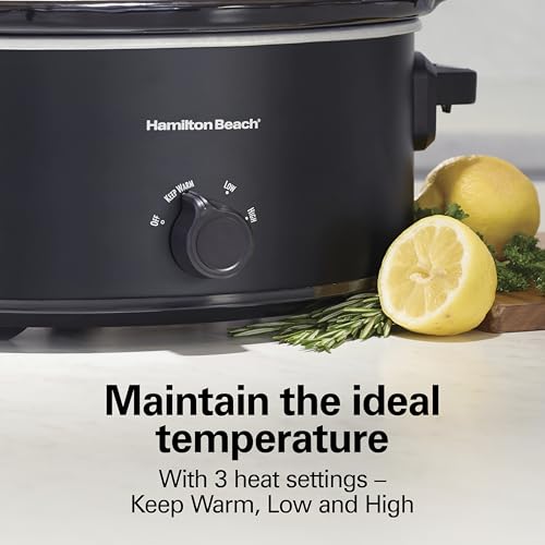 Image of Hamilton Beach 6 Quart Double Dish Slow Cooker, Cooks 2 Meals At Once | Dual 2.5 Quart Nonstick Insert | 3 Heat Settings | Serves 7+ | Dishwasher Safe Stoneware Crock & Glass Lid | Black | 33569