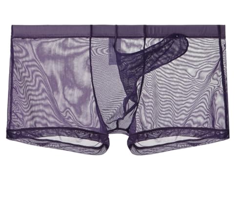 lclvld Pantalones Cortos Masculinos Sexy Pantalones Cortos de Boxeo Ropa Interior Transparente Tul Transpirable Pantalones Cortos sensuales Masculinos