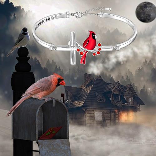 Red Cardinal Gifts for Women Cardinal Bracelet Sterling Silver Red Bird Bracelets Memorial Sympathy Jewelry4