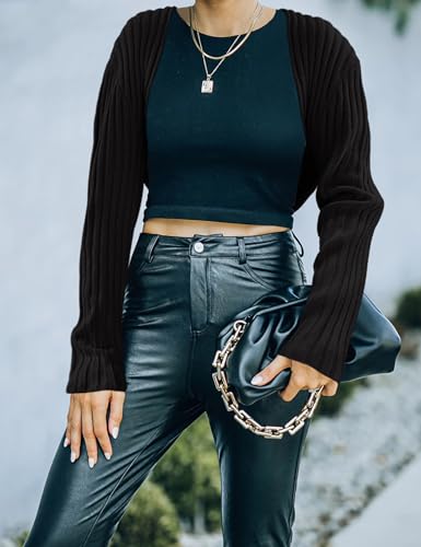 Womens Summer Crop Bolero Cardigan Sweater Long Sleeve Open Front Knit Shrug for Dress 20242