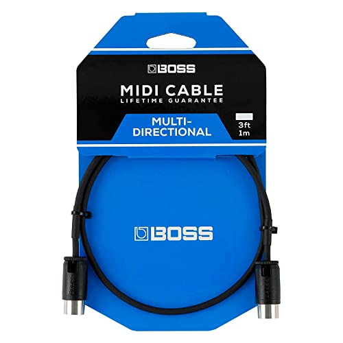 BOSS BMIDI-PB3 – 3ft/1m Length – Space-Saving MIDI Cable with Multi-Directional connectors, Perfect for pedalboards and All MIDI Applications.