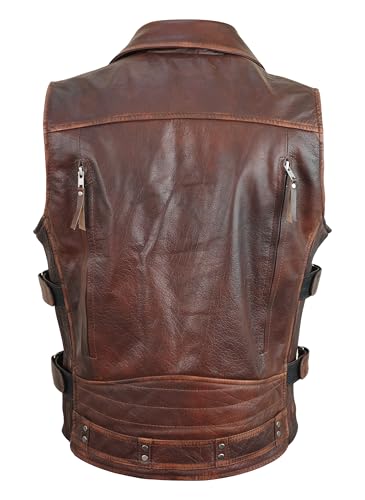 Motorcycle Vest Outfits For Men - Vintage Biker Genuine Leather Vests Collection3
