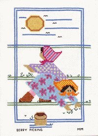 Berry Picking Counted Cross Stitch Pattern