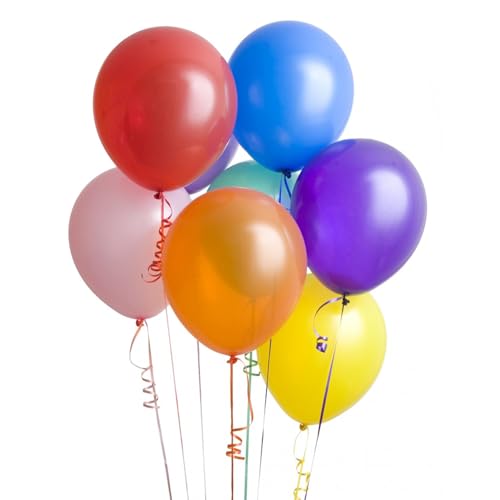 Image of Assorted Rainbow Balloons 30 Pack 18 inch Round Bright Latex Balloons Assorted Colors for Birthday Baby Shower Wedding Party Birthday Decorations Supplies Arch Garland