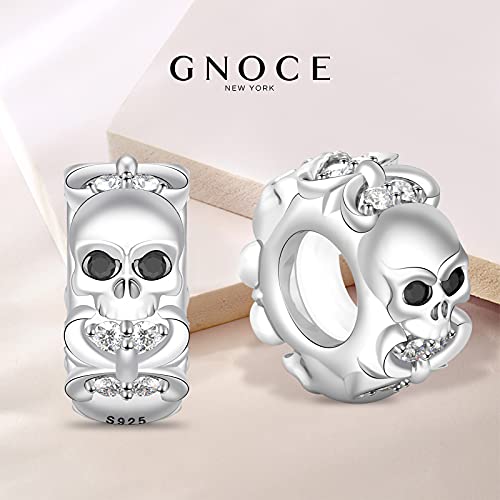 Image of GNOCE Skull Charm Bead Silver Pendant Dangle Charms fit Bracelet /Necklace Jewelry Gift for Women Men