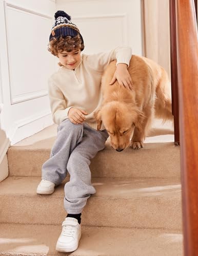 Arshiner Boy's Cable Knitted Sweater Half Zip Lightweight Casual Pullovers for Kids 2-11 Years2