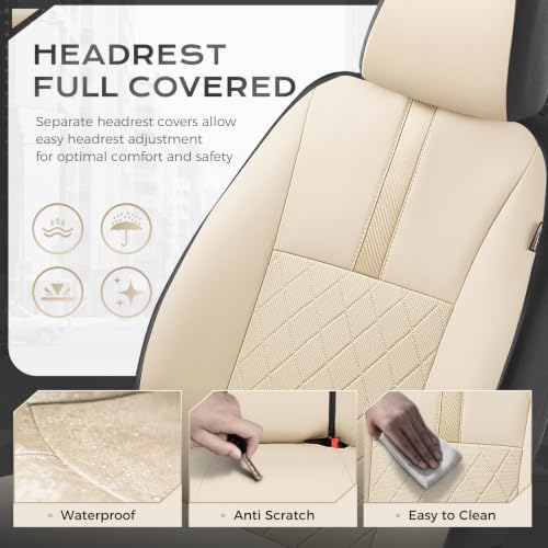 Image of Coverado Car Seat Covers Front Pair, Automotive Leather Seat Covers for Car,Universal Fit Front Back Seat Cover, Non-Slip Waterproof Breathable Car Seat Protector