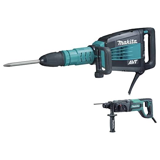 Makita HM1214CX 27 lb. AVT Demolition Hammer, accepts SDS-MAX bits and 1" Rotary Hammer, Blue