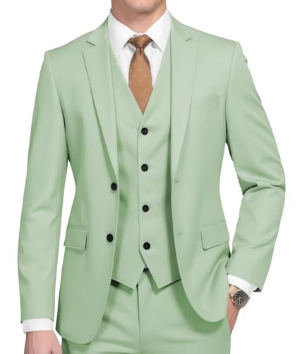 Men's Suits Slim Fit 3 Piece Suit for Men Two Button Blazer Jacket Vest Pant Tuxedo for Wedding Prom Business
