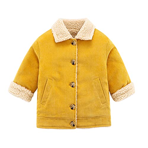 Betadog 16T Toddler Boy Girl Corduroy Jacket Coat Button Down Outwear Shirts Cool Cardigan Blouses (Yellow, 3-4 Years)