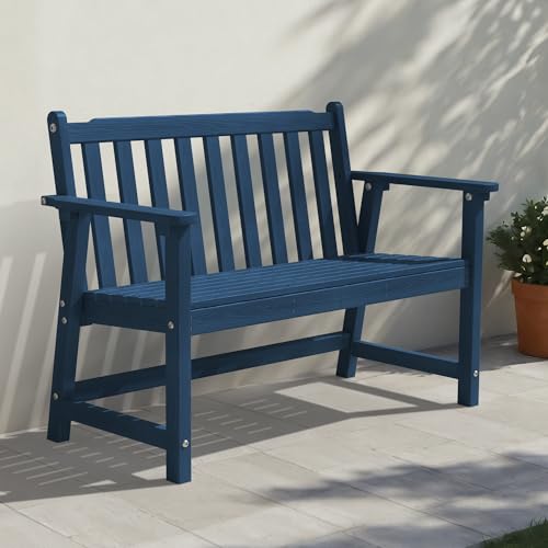 Ciokea 48" Outdoor Bench, HDPE Weatherproof Porch Bench, 2-Person Garden