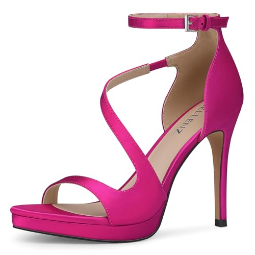 CELLENZ Stiletto Women High Heels: Sexy Platform Heel for Women Dressy - Satin Pink Heels Prom Party Comfortable - Strappy Heeled Sandals Size 7.5