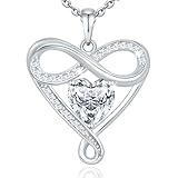 Yuelove 925 Sterling Silver Infinity Necklace - Exquisite Silver Jewelry for Women, Love Heart Necklace for Birthday, Anniversary, Valentine’s Day - Ideal Gift for Girlfriend, Wife, Mom, or Her