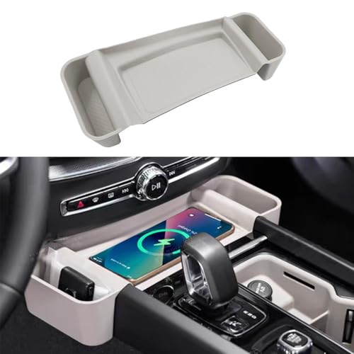 Image of Silicone Material Cup Holder Coaster for Volvo 2026 XC60 Center Console Gear Shift Protector, Automotive Accessories (2026 XC60 Wireless Charging-Cardamom)