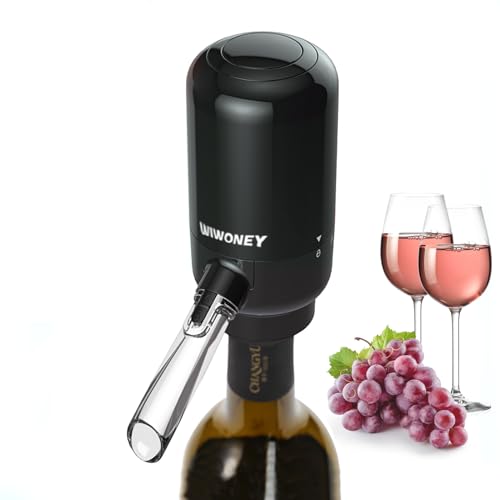Aireador de Vino Eléctrico, Decantador Eléctrico de Vino, Vertedor de Vino Automático con Dos Tubos de Conexión de Silicona, Negro