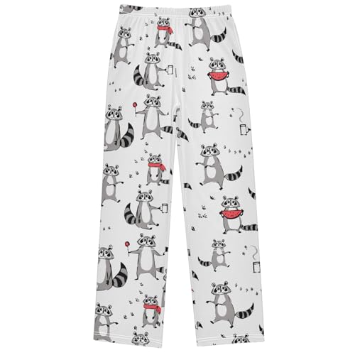 Boy's Pants Racoon Fruits Jogger Pants Elastic Waist Long Bottoms Trousers with Pockets 6-14 Years