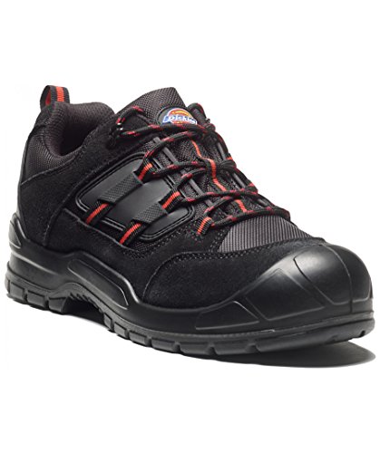 Dickies FA24/7S BKR 7 Everyday Shoe, Suede and Mesh, 7 Size, Black/Red