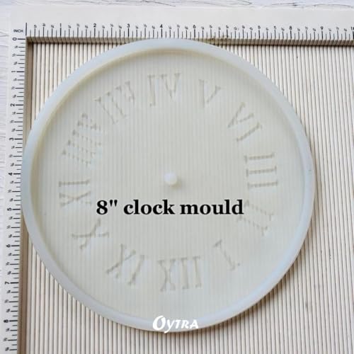 Image of Oytra Resin Mould DIY Clock Art Silicone Mold 8 Inch with Roman Numerals Round Wall Clock Transparent Handmade Crafts Set Materials for Beginners