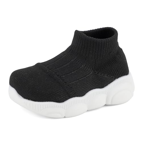Cheerful Mario 1-4 Année Chaussures Premiers Pas Bebe Petits Enfants Garçon Fille Basket Respirant et Antidérapant Noir 18/19 EU
