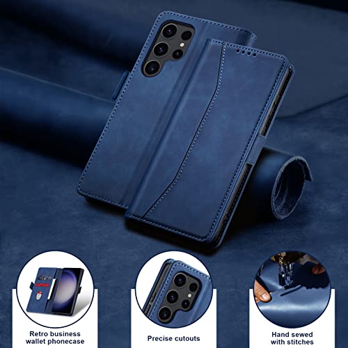 Image of Jasonyu Flip Wallet Case for Samsung Galaxy S23 Ultra 5G,Blue