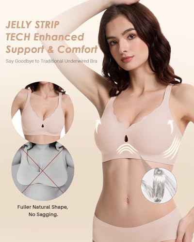 Image of Racerback Bras for Women Criss Cross Padded Bralette Pull On Comfortable Wireless Seamless Tshirt Bra