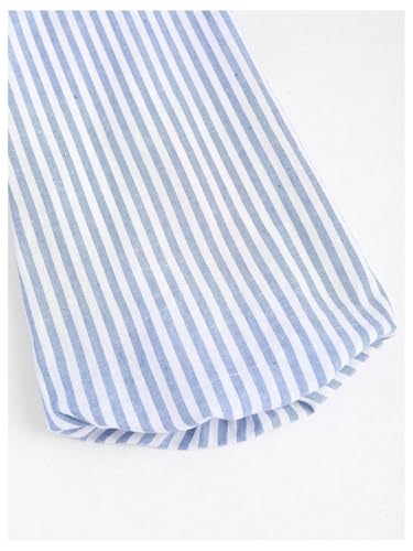 SHENHE Women's Striped Tie Front Bell Sleeve Blouse Deep V Neck Elegant Peplum Top Shirt3