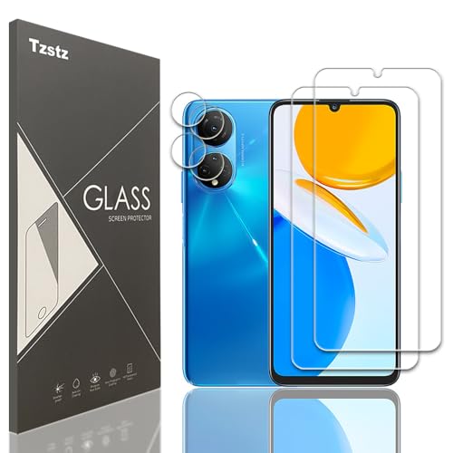 Tzstz 2+2 Piezas con Honor X7 Pantalla Protector Compatible ，9H Dureza，Anti-arañazos, Vidrio Templado Protector