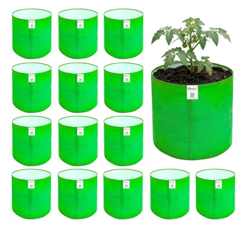 Image of Premium HDPE UV Stabilised Grow Bags 12x12 Inch (Pack of 15) | 260 GSM Heavy Duty Round Planter Bags | Reusable Fabric Pots for Terrace, Balcony & Vegetable Gardening