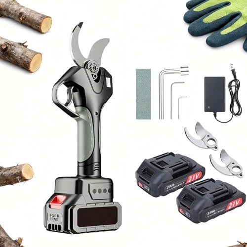 CUTANGELAR Podadora Eléctrica de Alcance Alto, Tijeras de Podar Eléctricas Inalámbricas, Potencia de Corte 3 Pulgadas, con Varilla Extensión 2.2m Cuchillas SK5, para Poda Ramas(With pole)