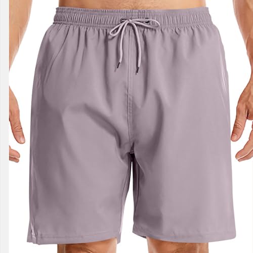 Mens Summer Beach Shorts Solid Color Athletic Workout Lounge Short Pants with Pockets Lightweight Trunks4