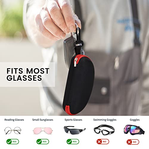 Image of molshine 3 Pieces Portable Hard Shell Sunglasses Case, Zipper Eyewear Eyeglasses Case with Hook for Women Men Travel Sports