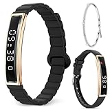 Efolen Smartwatch Damen Herren, 16.5g Fitnessarmband Pulsuhr SpO2 Schlafmonitor Schmal Schrittzähler, 12 Sportmodi Fitness Tracker, 2 Armbands Smart Watch Kompatibel mit Android iOS Gold
