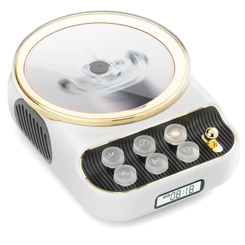 COLSUR Lecteur CD de Bureau avec Bluetooth5.3 Mural Haut-parleurs HiFi Intégrés Portables avec écran LED Audio Domestique Boombox Radio FM Type-C Lecteur de...