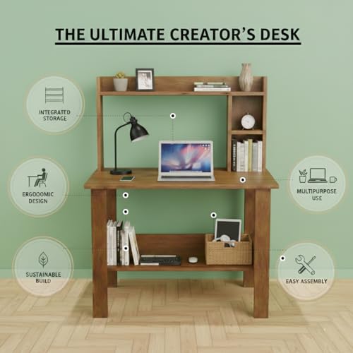Image of Wudyhub Computer Home /Office Desk | Writing Study | Laptop Table | Modern Simple Desk | Small Desks for Small Spaces | Sturdy Desk for Home, Office, Bedroom, Living Room (ST-11-Brown)