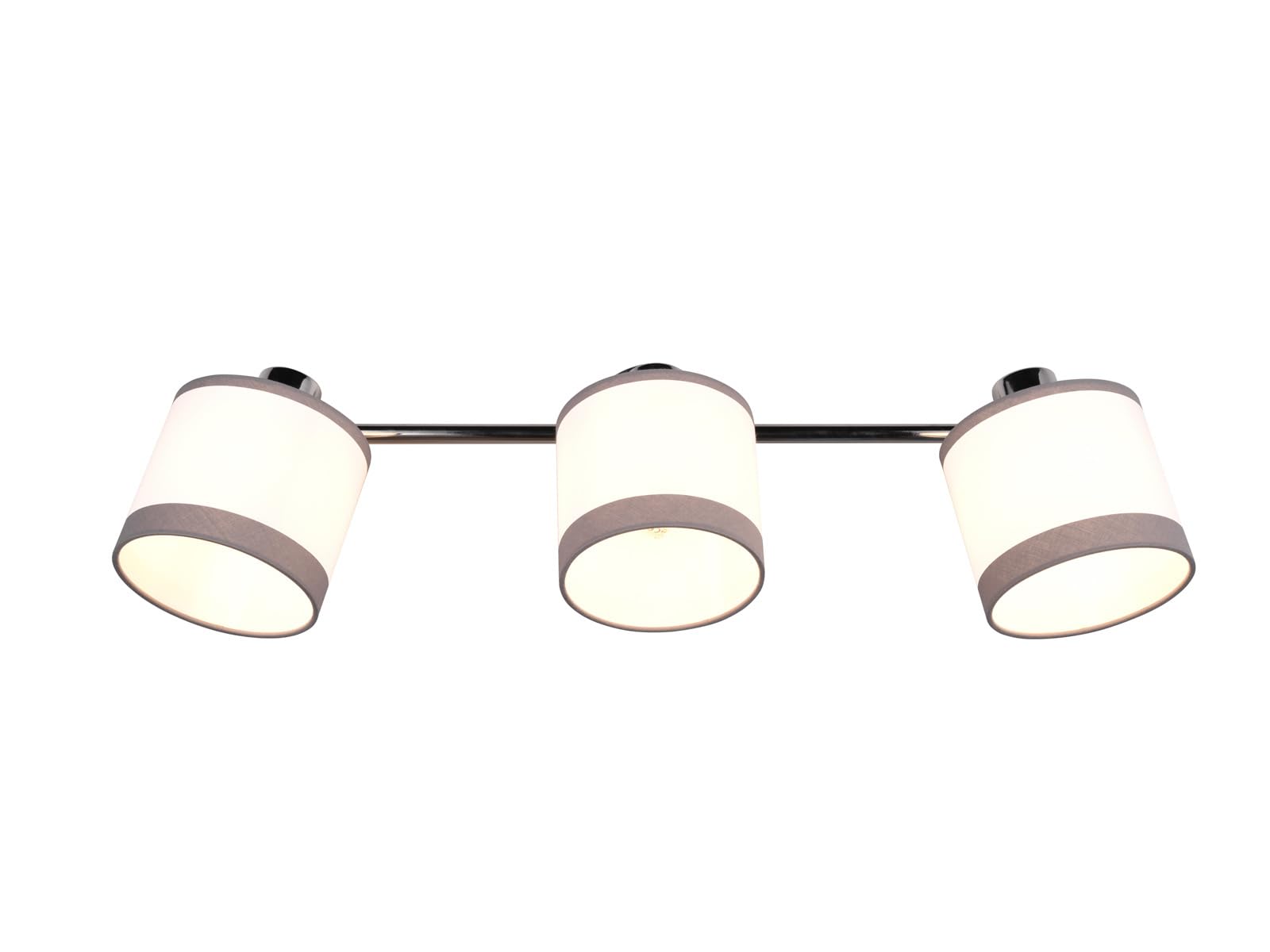 meineWunschleuchte Wand- & Deckenstrahler 3-flammig mit Stoffschirmen in Weiß/Grau, Breite 58cm