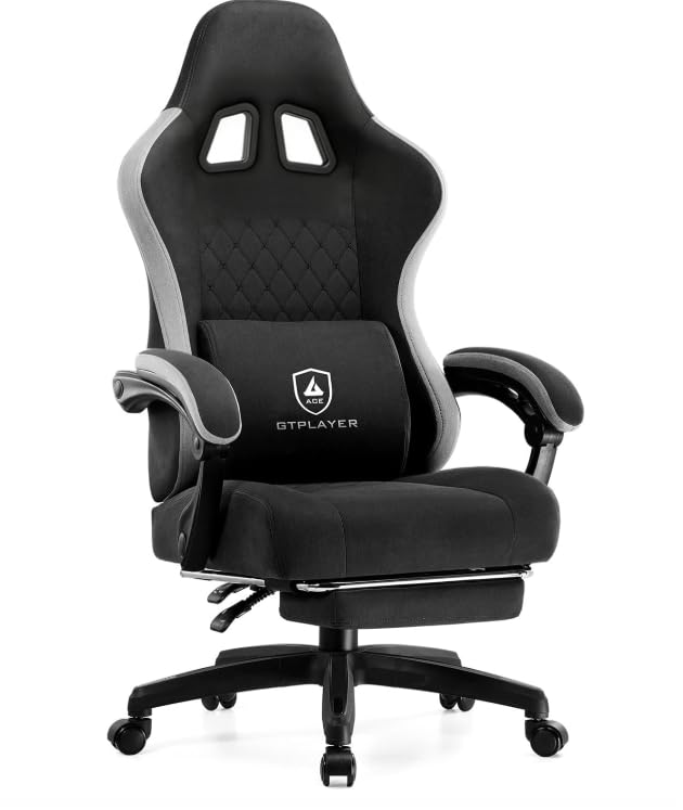 GTPLAYER Gaming Chair, Computer Office Chair with Pocket Spring Cushion, Linkage Armrests and Footrest, High Back Ergonomic Computer Chair with Lumbar Support Task Chair with Footrest(DPBlack)
