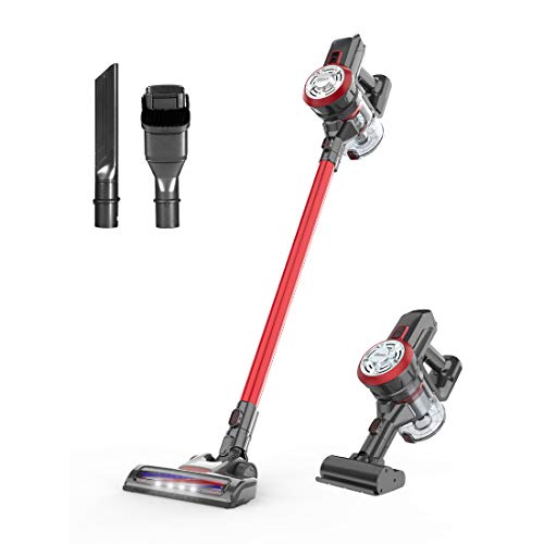 Dibea コードレス 掃除機 バキューム サイクロン式 布団クリーナー付き 車用 フローリング スティッククリーナー 隙間ノズル ヘッドライト カーペット 充電式クリーナー 軽量 強力 紙パック不要