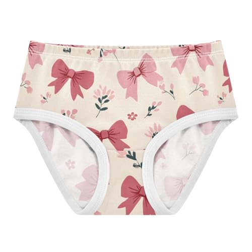 Wusikd Cute Pink Bows Floral Girls' Underwear Cotton Girls Briefs Soft Toddler Underwear 2T