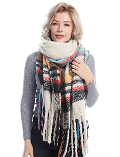 DiaryLook Plaid Warmer Schal Damen für Den Winter, Lange Damenschals Kariert Weich, Fransen Tartan Schal Wraps für Frauen Cover