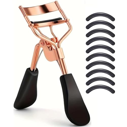 Eyelash Curler with 10 Refill Pads Eye Lash Curler No Pulling or Pinching Ergonomic Lash Curler for All Eye ShapesRose Gold