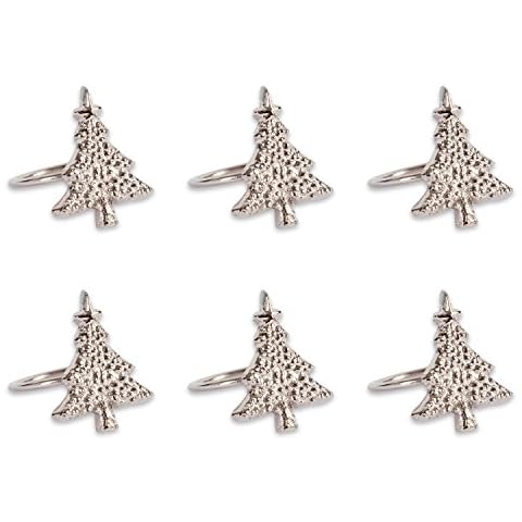 DII Silver Christmas Tree Napkin Rings Set Cover